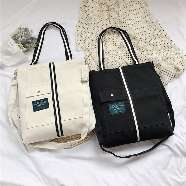 

purfay холст женщины сумка полоса хлопок tote shopper сумка эко многоразовые хозяйственная сумка сумка ткань messenger t200409