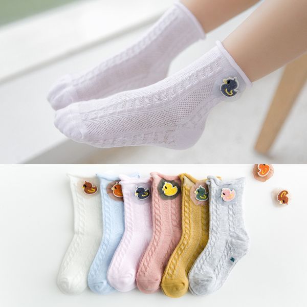 

small alpaca spring and summer new style mesh thin cotton children's socks cartoon accessories girls tube socks baby socks relen, White
