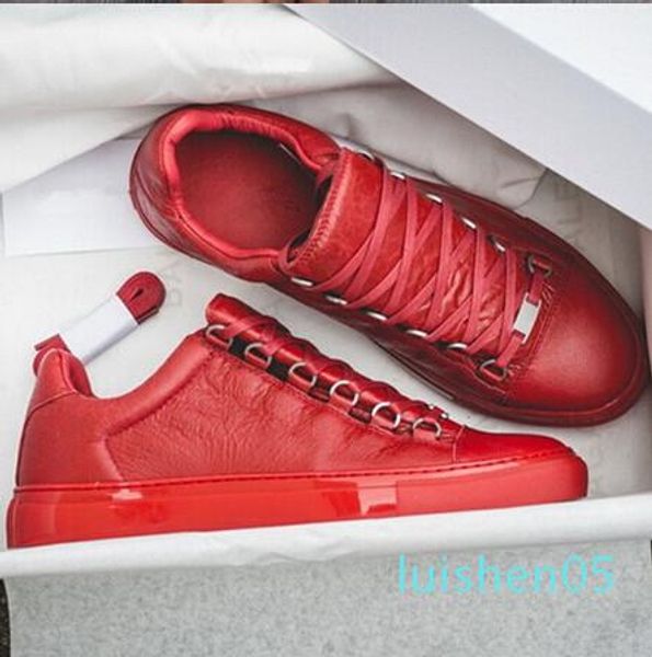 

new designer name brand man casual shoes flat kanye west fashion wrinkled leather lace-up low cut trainers runaway arena shoe af03, Black