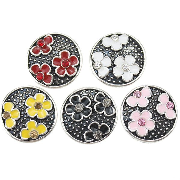 

10pcs/lot new 18mm flower pattern metal rhinestone snap button jewelry for snap bangle necklace earrings ring buttons jewelry, Golden;silver