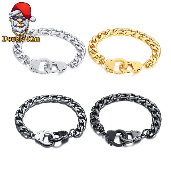 

handcuffs bracelet hiphop rock street culture titanium stainless steel bracelets man bracelet fashion trendy men jewelry gift, White