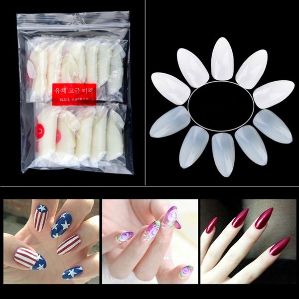 

600pcs/bag ballerina nail art tips transparent/natural false coffin nails art tips flat shape full cover manicure fake nail, Red;gold