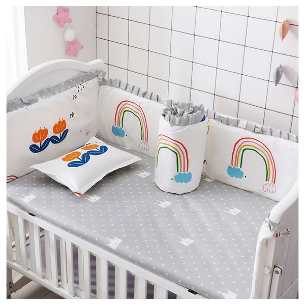 

baby bedding set cartoon animated crib bed cot bumper newborns 100% cotton bed protector duvet cover cot sheet pillowcase