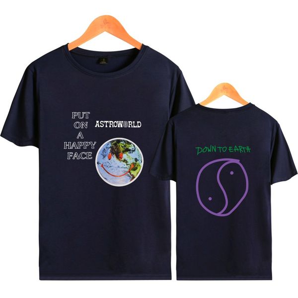

astroworld happy face футболка мужской хип-хоп костюм трэвис скотт мерч world face печатная футболка, White;black