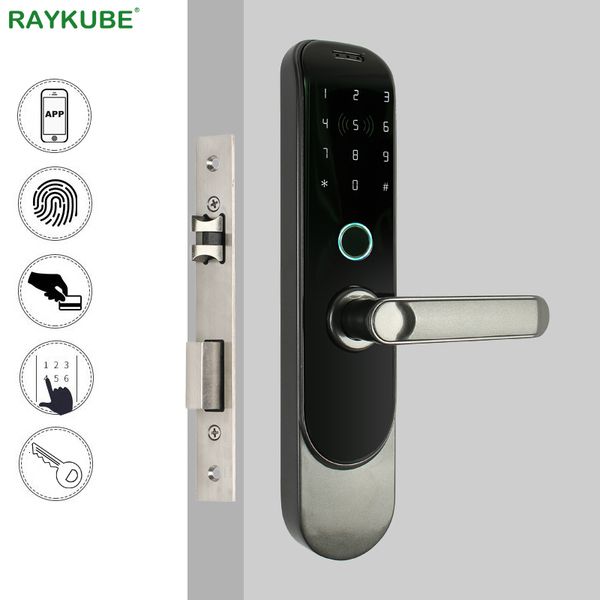 2019 Raykube Diy Biometric Fingerprint Door Lock Digital Smart Card Bluetooth Mobile Phone App Keyless Deadbolt Mortise Lock R Fg4 T191029 From