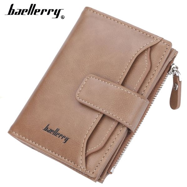 

2019 baellerry men wallets fashion short desigh zipper card holder men leather purse solid coin pocket male purse, Red;black