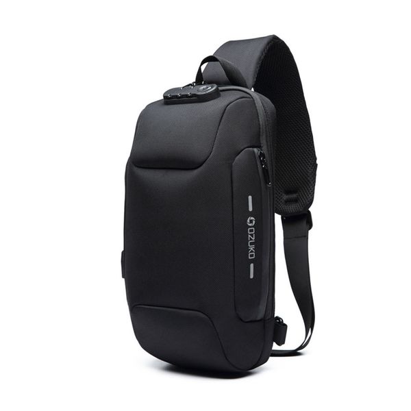 

ozuko men's new chest bag usb charging anti-theft shoulder pack casual male wear resistant crossbody bag waterproof oxford outdoor ches
