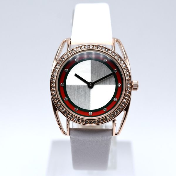 

watches sale designer gold luxury leather band case casual simple watch rhinestone two needle quartz women dropshipping on womens lady kflk, Slivery;brown