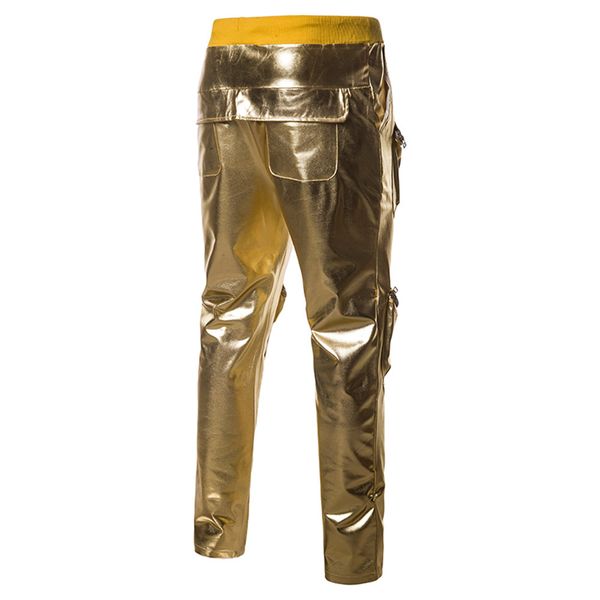

2019 men's autumn winner hip-hop pure color new fitness casual pocket sports pants w308, Black