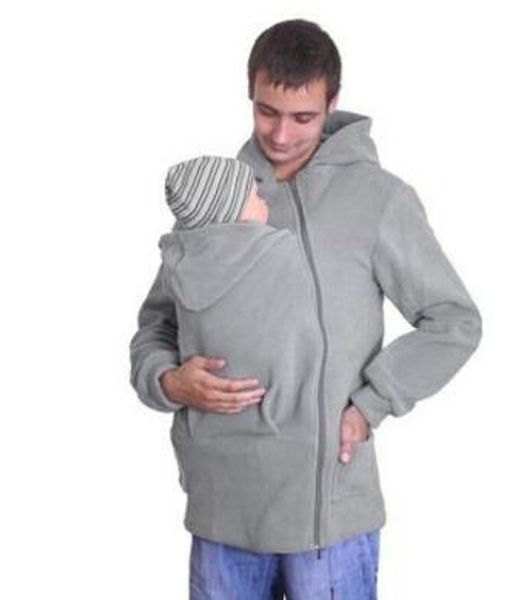 

8880 men's kangaroo dad sweater autumn and winter explosions fashion hooded zipper multi-function kangaroo sweater coat, Black;brown