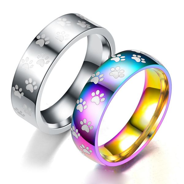 Vintage Silber Regenbogen Niedliche Bärentatze Ringe Katzenkralle Ring 316L Edelstahl Herren Hip Hop Schmuck Frauen Drop Ship