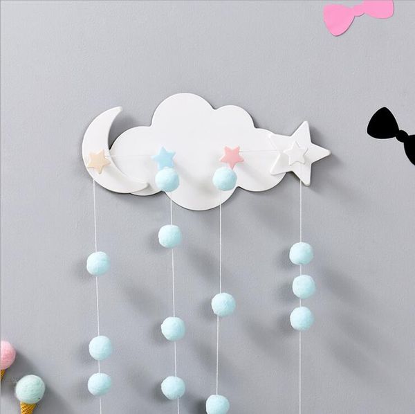 

creative star moon cloud shape nail-hat clothes hooks shelf hanging hanger