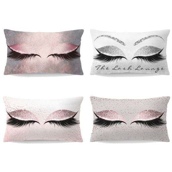

glamour eyelashes eye waist pillow purple pink eyeliner makeup beautiful peach skin pillowcase decor chair rectangular pillow