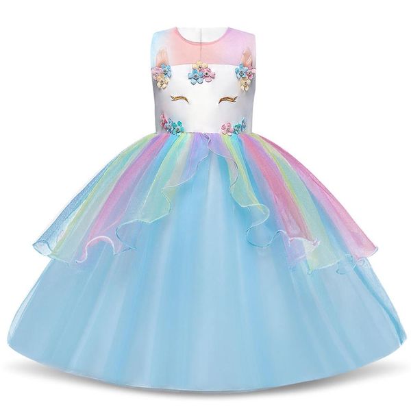 

kids dresses for girls unicorn party princess unicorn costume child girls wedding dress cosplay halloween girls clothing, Red;yellow