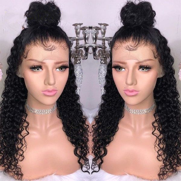 

бразильский реми человеческие волосы странный вьющиеся предварительно сорванные кружева спереди и полный парики шнурка с волосами младенца н, Black;brown