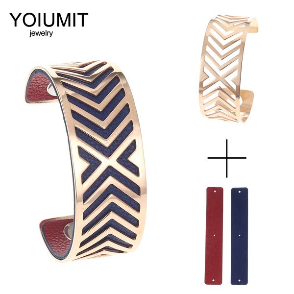 

cremo stainless steel bracelet manchette femme jewelry yoiumit cuff bracelets reversible leather rose gold bangles for women, Black