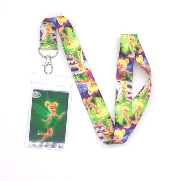 

retail 1 pcs cartoon tinker bells neck strap lanyards card holders bank neck strap card bus id holders rope key chain l400, Silver