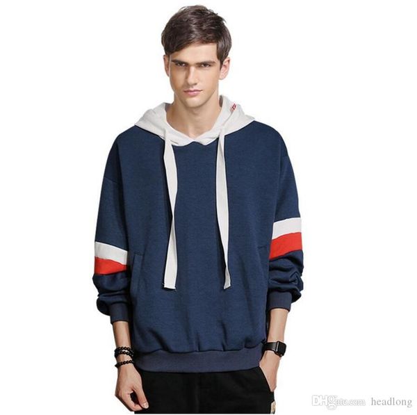 

casual male streetwear hoodies spring autumn fashion white red blue men pullover patchwork sweatshirts 4xl 5xl