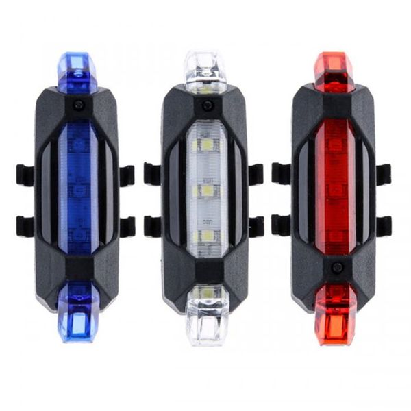 Luce per bicicletta Fanale posteriore a LED Coda posteriore Avviso di sicurezza Ciclismo Luce portatile 5 LED Luce per bici ricaricabile USB