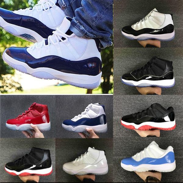

men women basketball 11 11s midnight low navy gum closing space jam 45 blackout sports shoes size 36-47