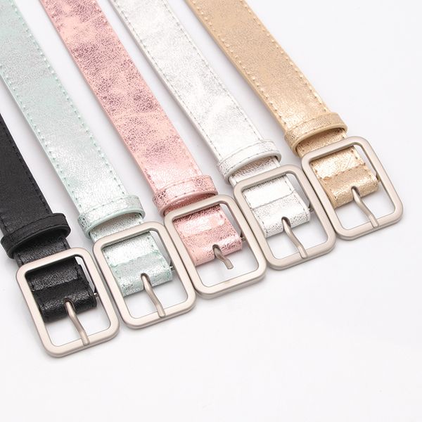 

korea style women's metallic belt brand women leather belt pu belts, Black;brown