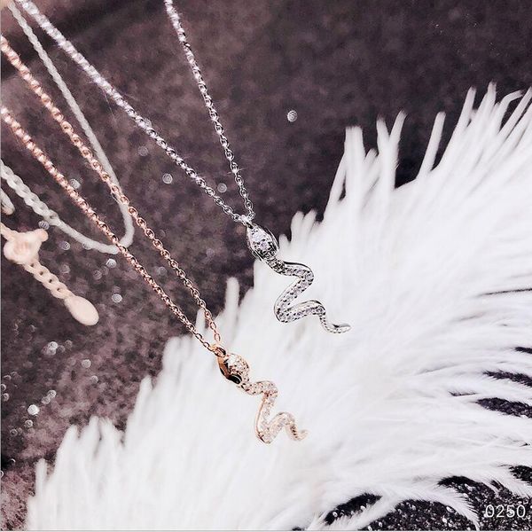 

мода высокого качества из нержавеющей стали змея циркон ожерелье женская кристаллическая ключица цепи подарок ювелирных изделий, Silver