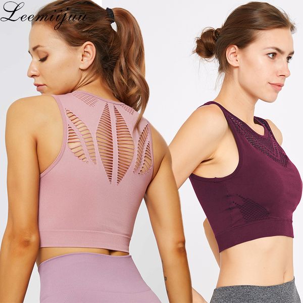 

leemiijuu sports bra mesh brathable sports push up female gym fitness underwear female seamless running yoga bra, White;red