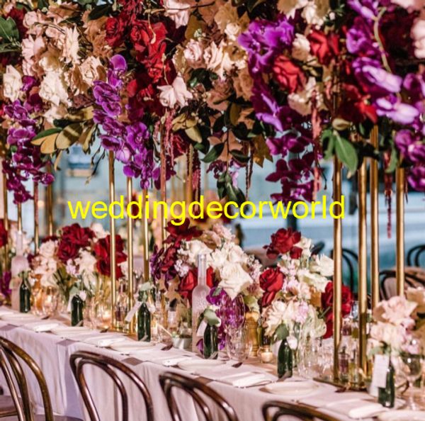 No Light New Sliver Gold Trumpet Vase For Wedding Centerpiece