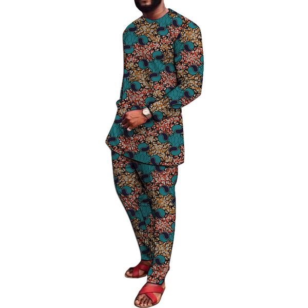 

new arrivals men's print set shirt with trouser ankara pant sets custom wedding wear male african party groom suit, Gray