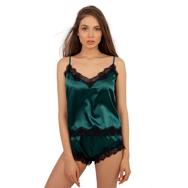 Women S Satin Sleepwear Lace Pajama Set Spaghetti Strap Sexy