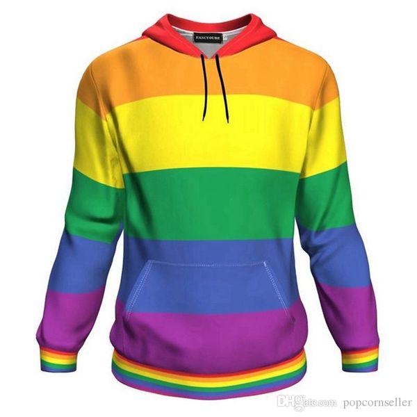 

lgbt famous hoodie rainbow striped printed womens short hoodies new couple designer long sleeve couple clothing, Black