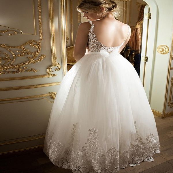 

graceful overskirt wedding dresses spaghetti straps illusion lace backless bohemian wedding dress 2020 beaded princess bridal gowns, White