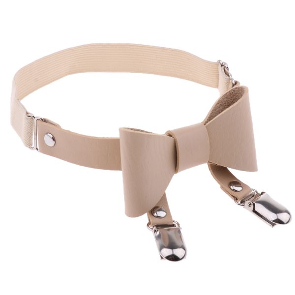 

bowknot leg garter belt anti-slip clips elastic punk harness, Black;white