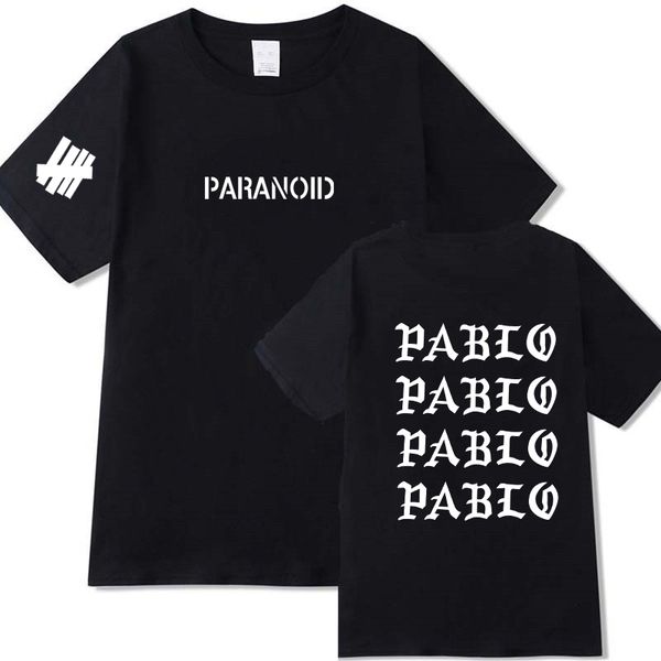 

new arrival paraniod pablo letter print t shirt men women west anti swag tshirts streetwear social billie eilish clud, White;black
