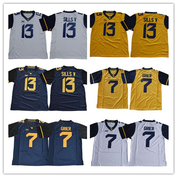 

ncaa 7 will grier 13 david sills v west virginia mountaineers wvu mens youth stitched xii ncaa college football stitched jerseys, Black;red