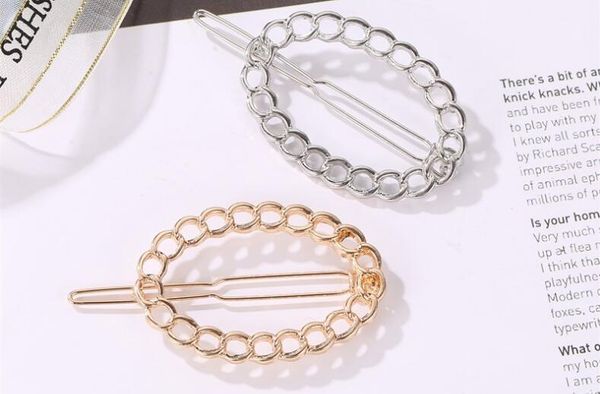 2019 Hollow Oval Hair Clip Gold Silver Colors Simple Hair Pin Sea