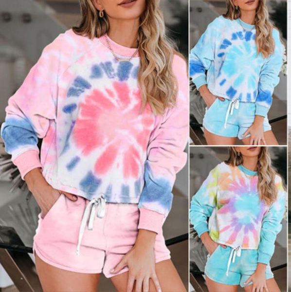 

dhl for pajamas tiedye for donna pyjama korte sets met ronde hals en tie-dye tie dye sweat suit velvet red in stock bwkf, Blue;gray