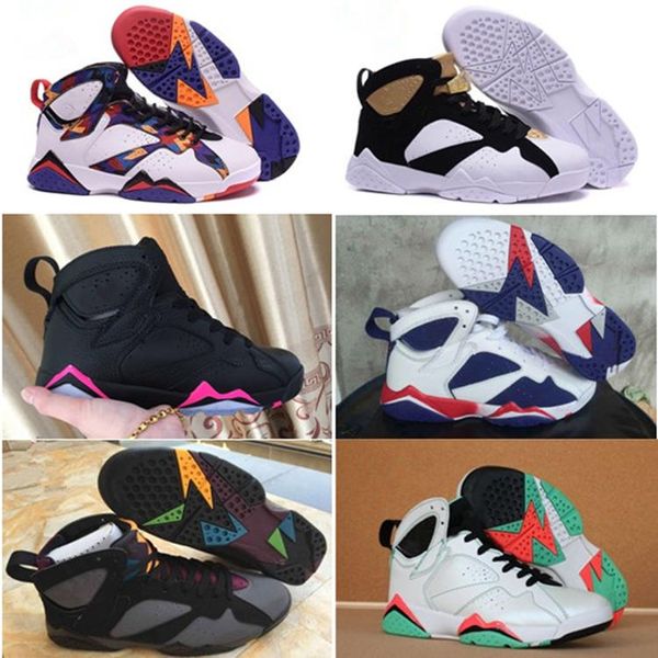 

7 basketball shoes big boy and girl j 7s vii purple unc bordeaux panton raptor kids athletic sneaker ing, Black