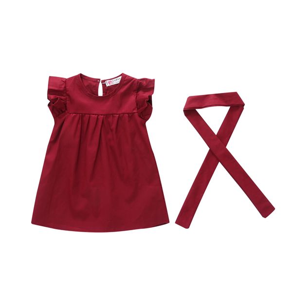

Ins foreign trade children's clothing summer new girls wear casual long-sleeved short flying sleeve dress, Red;yellow