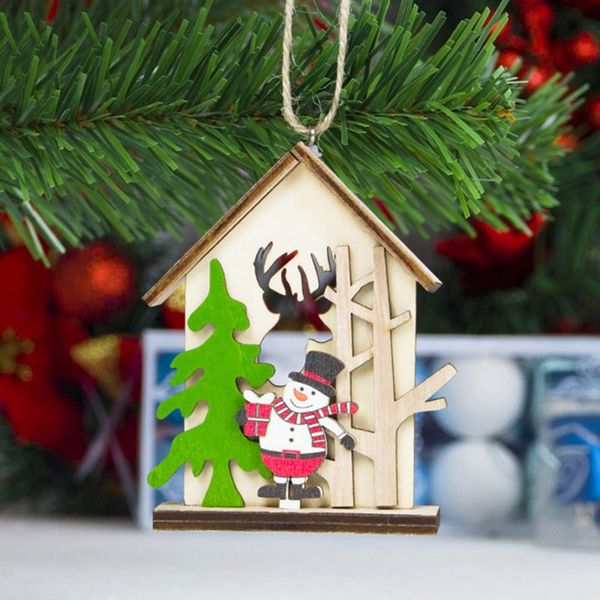 

christmas snowman elk cabin pendant christmas ornament engraved wood tree window pendant dimensional ornaments