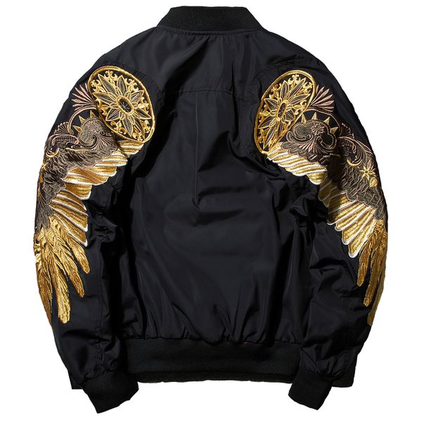 

men new spring black embroidery bomber jacket men streetwear brand -clothing new fashion male clothing, Black;brown