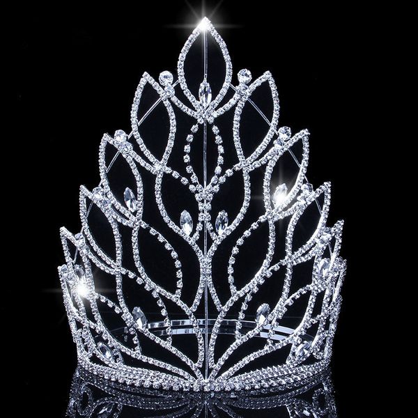 

Baroque King Queen Big диадемы Короны Top Серебряный Кристалл Rhinestone Свадебные Pageant Свадебные