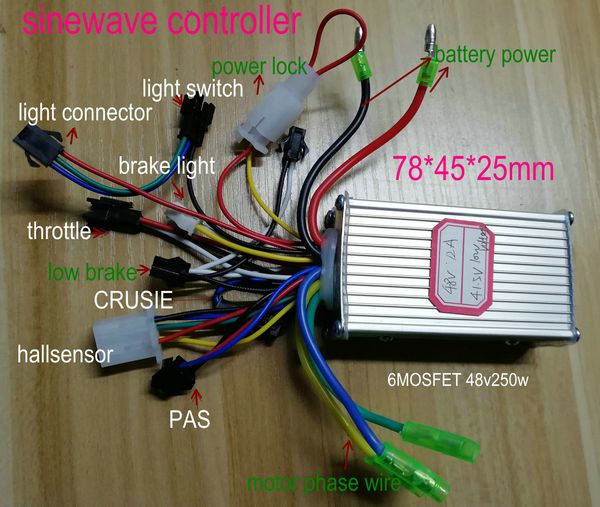 

24V36V48V250w350w BLDC controller mini size 6mosfet lithium battery electric bike scooter MTB folding bike TRICYCLE diy part