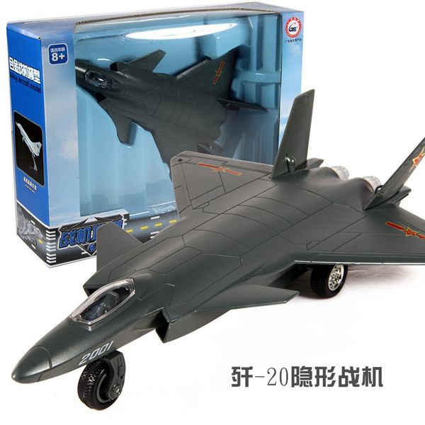 CB Diecast modello dei velivoli Giocattoli, J-20 Stealth Fighter Jet con le luci, suono, scala 1:72, per il partito Kid Regalo di compleanno, Raccolta, Decorazione