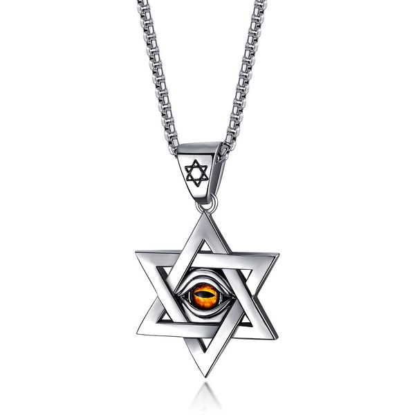 

fashion men charm stainless steel necklace jewelry six star pendant mens hip hop jewelry design gold silver color chain necklaces for men
