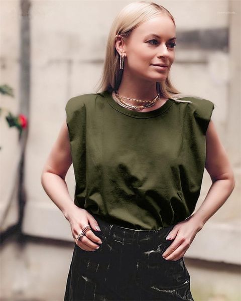 

20ss new women повседневная одежда женщины без рукавов дизайнерские футболки мода сплошной цвет на шее свободные летние тройники, White