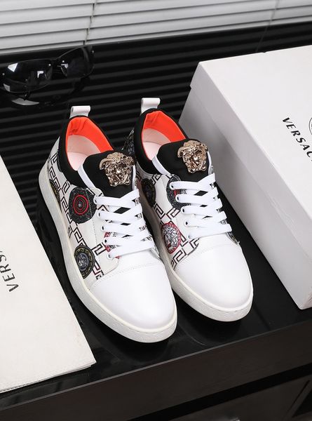 

fast delivery high-end luxury men's casual sneakers australia fashion design brand platform men's shoes vintage medusa pattern siz, Black