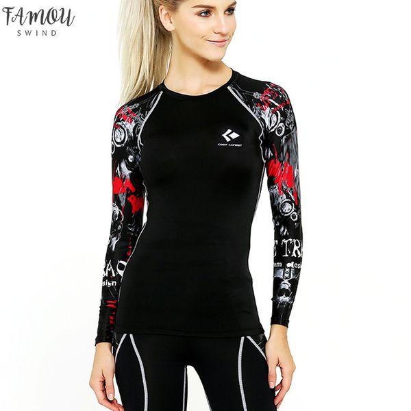 

new v neck 2020 women compression t shirt quick dry tights fitness mma t shirts fashion printed long sleeve workout womens, White