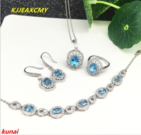 

kjjeaxcmy boutique jewels caibao jewellery 925 silver inlaid with natural blue z female pendant ring earrings bracelet set, Black