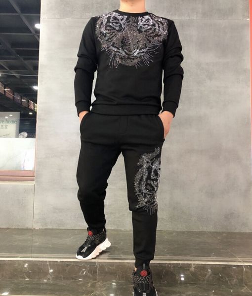 

new sportswear men's hoodie set sportswear suit cotton tracksuit set street clothing, Gray